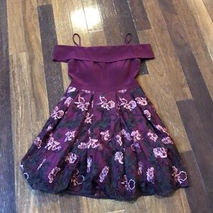 Burgundy Floral Dress with Spaghetti Straps